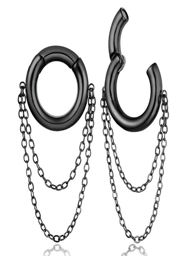 Earblity 2 PCS Black 2g (6mm) Hoop Link Ear Hanger Weights for Stretched Ears, Hypoallergenic 316 Stainless Steel Weights Plugs Tunnels Gauges Body Jewelry for Women Men - Image 1